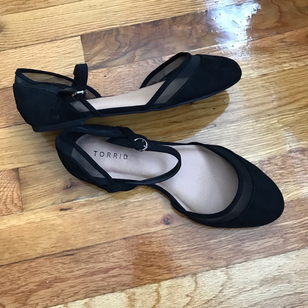 Torrid Black Faux Suede Mary Jane Flats